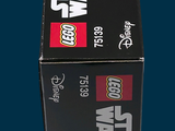 a box of lego star wars items on a blue background
