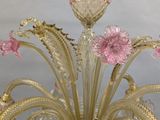 chandelier in the style of muranono glass with pink flowers
