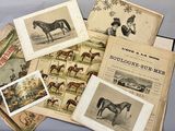 a lot of old books with pictures of horses on them