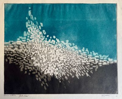 une image d'une photo d'un tableau représentant un ciel bleu
