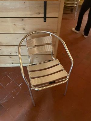 a chair that is sitting in front of a counter