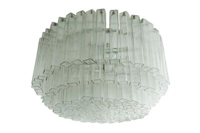 an image of a glass chandelier hanging from a ceiling