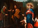 an image of a painting of a man and a woman with a child