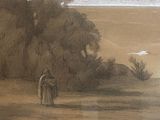 a painting of a man and a woman standing in a field