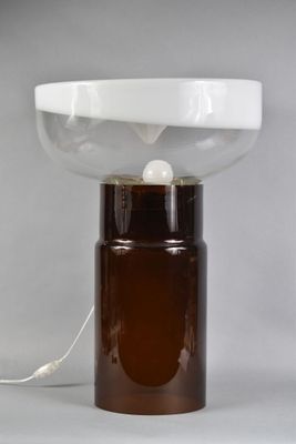 IMPORTANTE LAMPE à poser à diffuseur en verre clair et lattimo de form - Photo 1