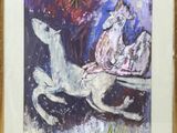 painting of a man riding a horse with a woman on it