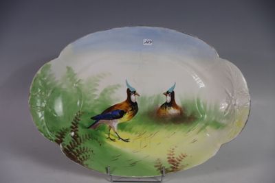 deux oiseaux peints sur le bord d'une assiette