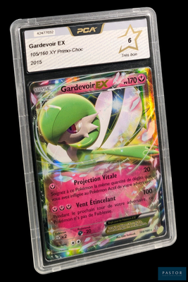 gros plan d'une carte pokemon dans un étui en plastique