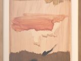 peinture abstraite représentant une œuvre aux couleurs rose, marron et noir
