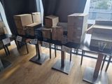 many boxes and boxes on the table in the room