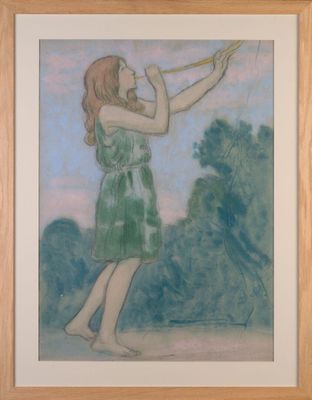 Jean-Francis AUBURTIN (1866-1930) "Jeune fille à la flûte" g…