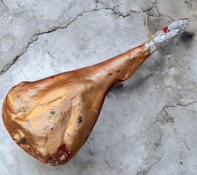 un morceau de viande qui se trouve par terre