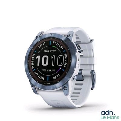 a smart watch with a white band on a white background
