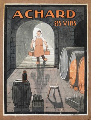 - ACHARD ses Vins c. 1925 - Maquette publicitaire originale …