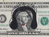a picture of a one dollar bill with a woman ' s face on it