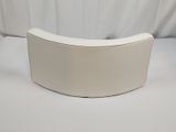 an image of a curved white chair on a white background