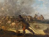 an image of a painting of a group of men on horseback