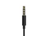 a close up of a black and gold earphone with a white background