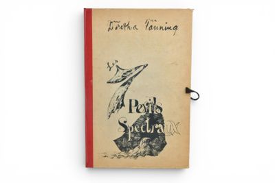 un vieux livre sur lequel est dessiné un oiseau