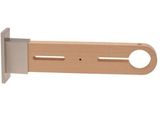 a close up of a wooden door handle on a white background