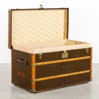 Louis Vuitton, grande malle de voyage ancienne, toile monogr… (photo 5)