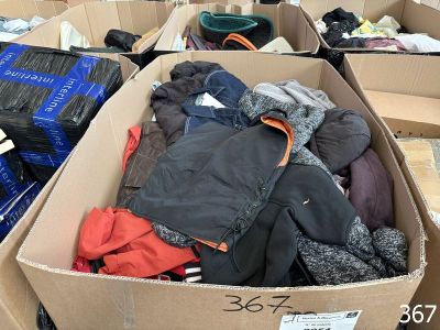 a box full of clothes sitting on the floor