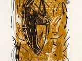 une image représentant un dessin noir et jaune sur une feuille blanche