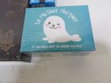 a box with a seal on it sitting on a table