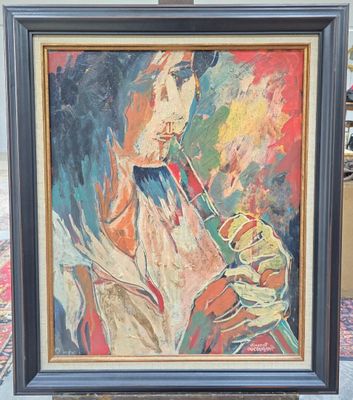 Vincent DUCOURANT(1961) "Joueuse de flute". Huile sur toile.…