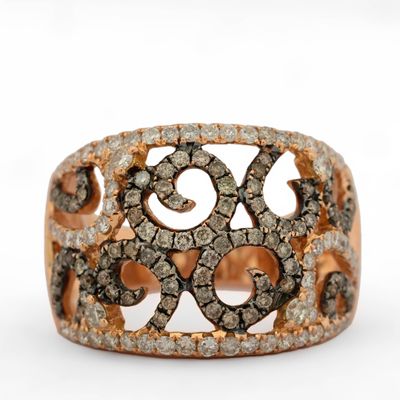 Bague en or rose 18 carats sertie de diamants taille brillan…