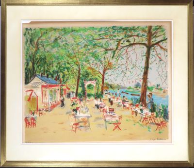 Serge BELLONI (1925-2005). "La Guinguette", lithographie en …