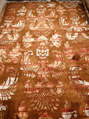 Tapis moderne laine et soie noué main fond rouge couleur 240…