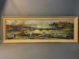 an image of a painting of a train going down the tracks