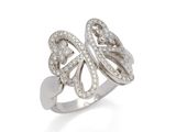 une bague papillon en or blanc et diamants