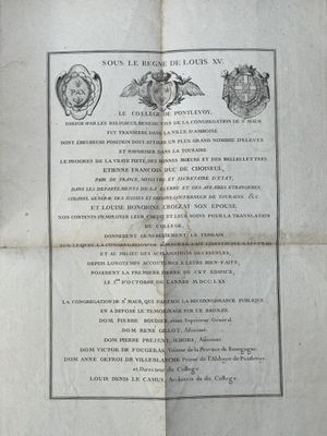 INSCRIPTION commémorative de la pose de la première pierre d…