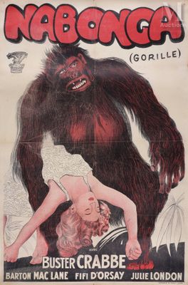 an old movie poster of a gorilla being held by a woman