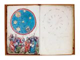 un livre ouvert avec un dessin représentant une étoile au milieu