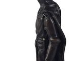 statue of a man with a bird on his head and a hat on his head