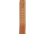a close up of a brown leather watch strap on a white background