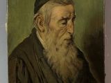 tableau représentant un vieil homme à la longue barbe et coiffé d'un chapeau