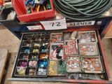 a box full of assorted items on a table