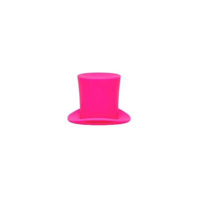 un chapeau haut-de-forme rose sur fond blanc, avec un fond blanc
