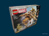 a box of legos with a picture of a man riding a motorcycle