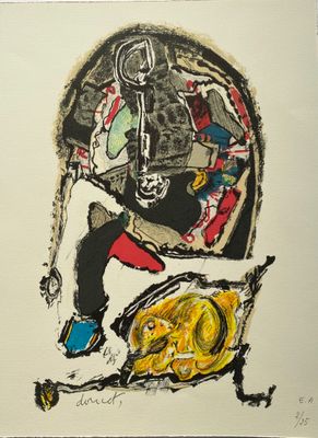 une image représentant le dessin d'un homme assis sur une chaise