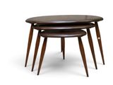 a set of three nesting tables with wooden legs on a white background