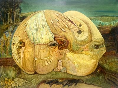 un tableau représentant un homme et une femme dans un champ