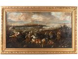 une image d'une peinture représentant un groupe d'hommes à cheval