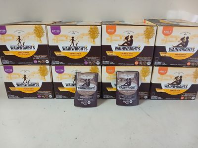 six boxes of coffee sitting on top of a counter next to each other
