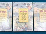 three comic book covers with a picture of a man on a motorcycle