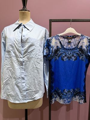 Lot de 2 tops bleus T.S: 1 chemise CLAUDIE PIERLOT coton et …